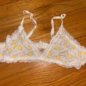 Floral Lace Bralette - White and Yellow